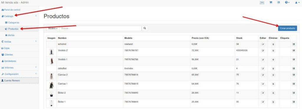 como crear producto en remero tpv pasos 1-2