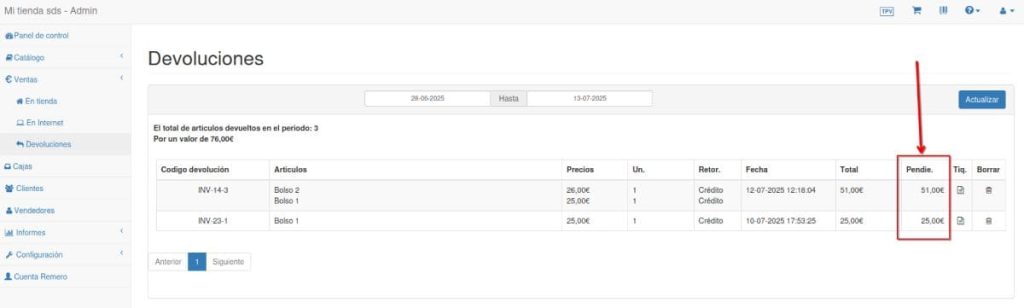 credito vale de devolucion