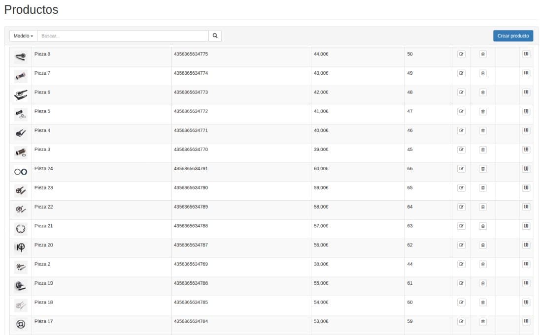 Gestión de almacén para tiendas de bicicletas