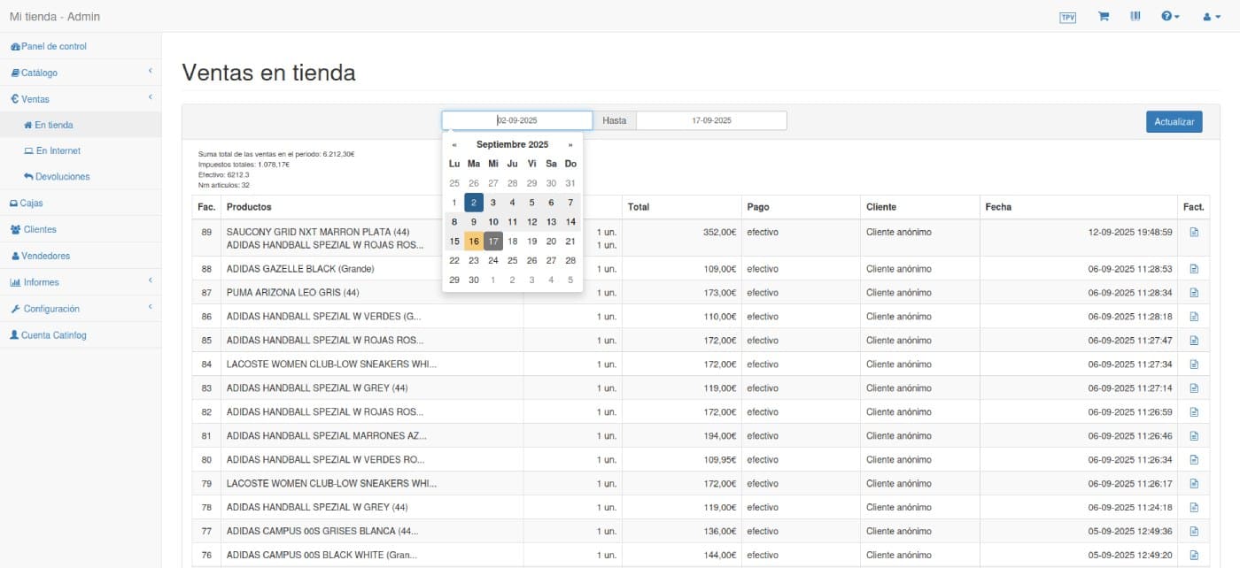 remero tpv historial de ventas