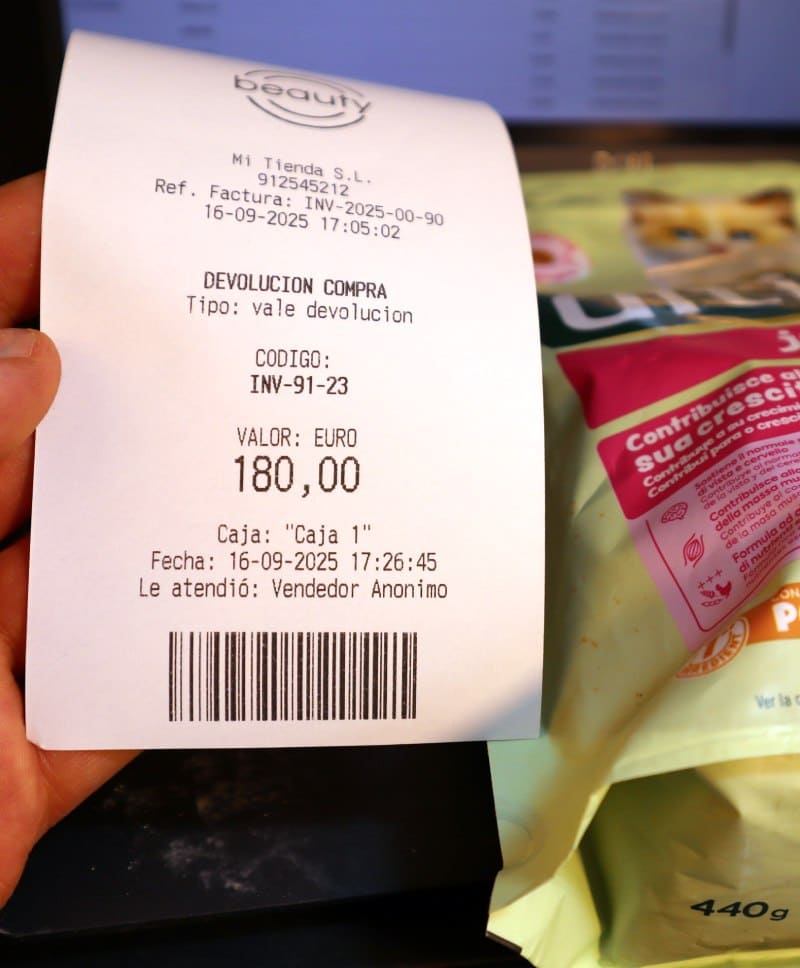 remero tpv devolucion por un vale